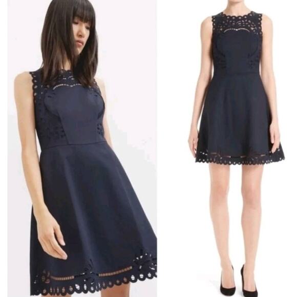 Ted Baker Verony Eyelet A-Line Lace Panel Sleeveless Mini Dress | 0 - Picture 1 of 11